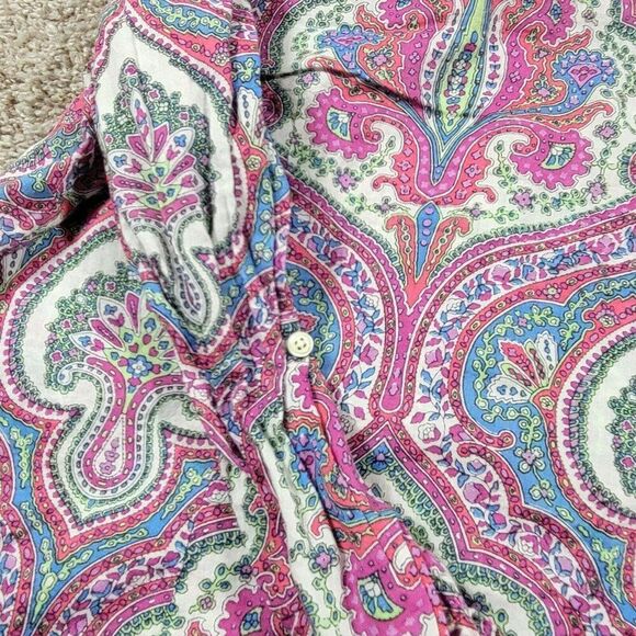 Talbots Shirt Womens XLP Petite Colorful Paisley Long Sleeve Button Up - Picture 8 of 9